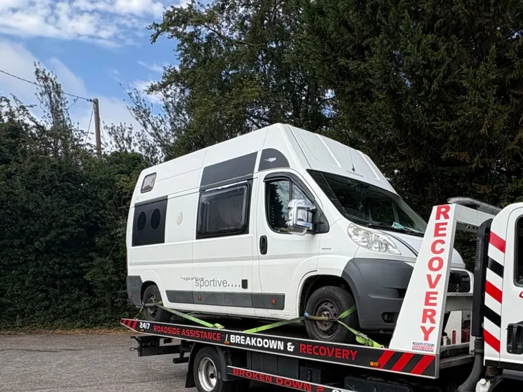 Campervan on the Ozzy’s Breakdown Recovery truck